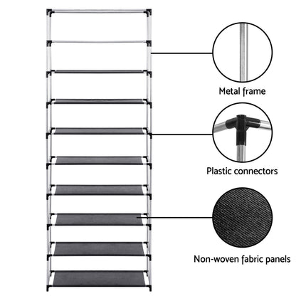 Artiss Shoe Rack Cabinet Removable Cover 10 tier Black.