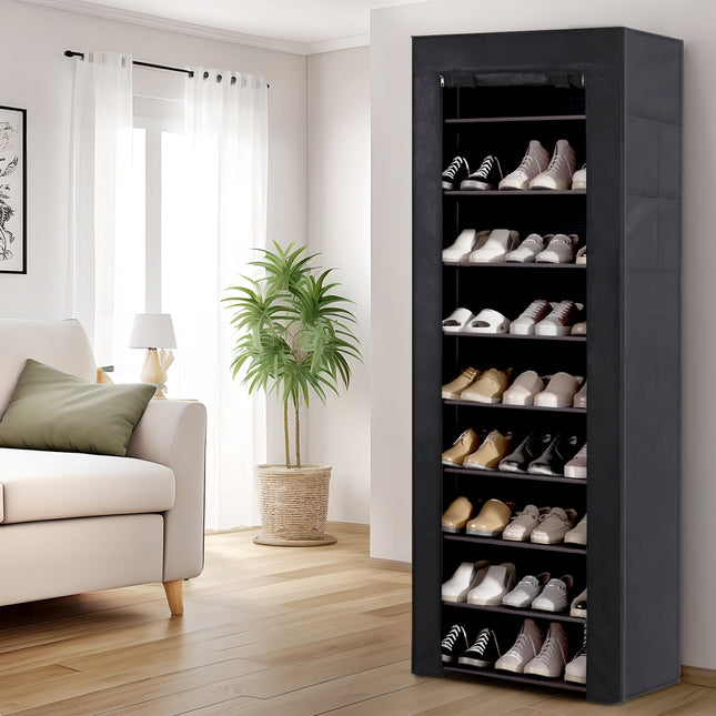Artiss Shoe Rack Cabinet Removable Cover 10 tier Black.