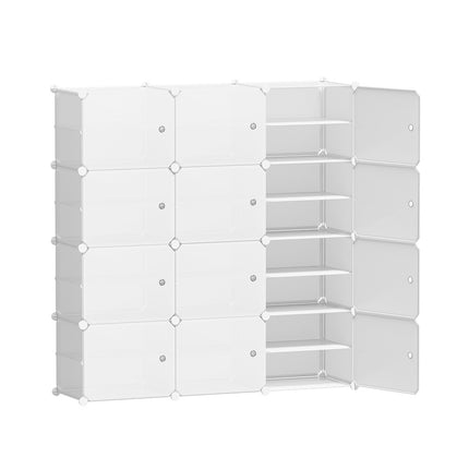 Artiss Shoe Rack DIY 12 Storage Cube Stackable White.