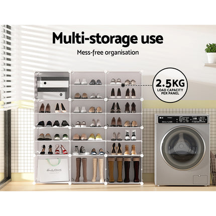 Artiss Shoe Rack DIY 12 Storage Cube Stackable White.