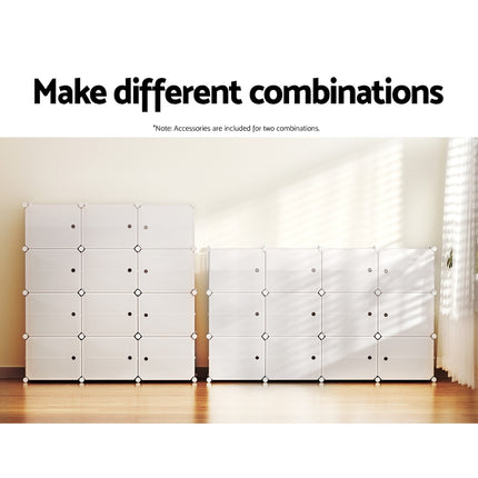 Artiss Shoe Rack DIY 12 Storage Cube Stackable White.