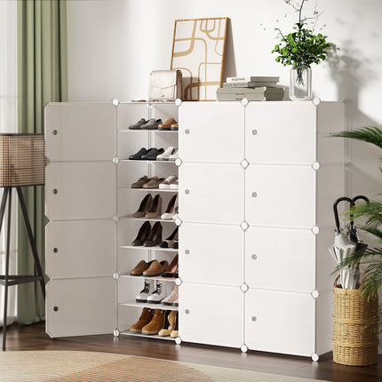 Artiss Shoe Rack DIY 12 Storage Cube Stackable White.