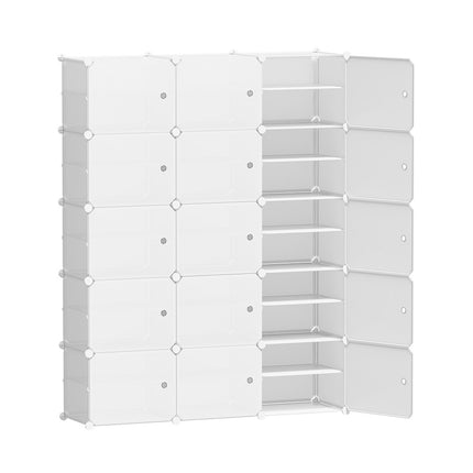 Artiss Shoe Rack Storage Cabinet DIY 15 Storage Cube Stackable White.