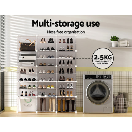 Artiss Shoe Rack Storage Cabinet DIY 15 Storage Cube Stackable White.