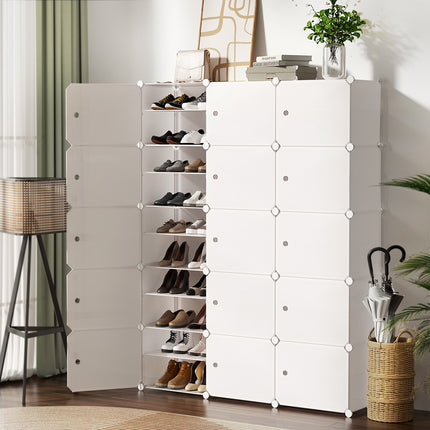 Artiss Shoe Rack Storage Cabinet DIY 15 Storage Cube Stackable White.
