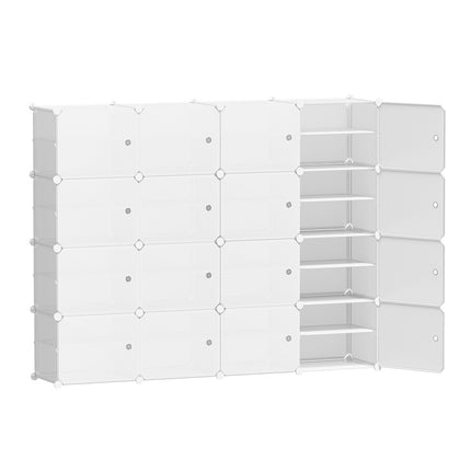 Artiss Shoe Rack DIY 16 Storage Cube Stackable White.