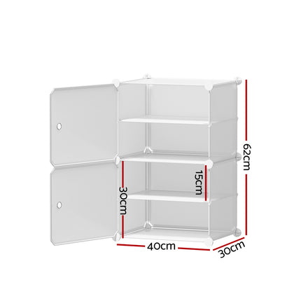 Artiss Shoe Rack DIY Set of 2 Storage Cube Stackable White.