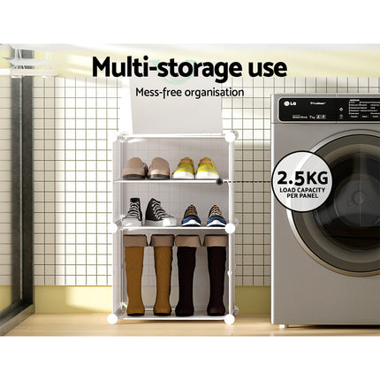 Artiss Shoe Rack DIY Set of 2 Storage Cube Stackable White.