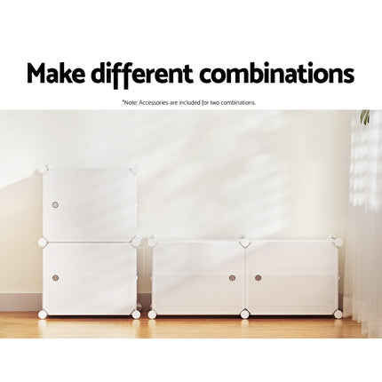 Artiss Shoe Rack DIY Set of 2 Storage Cube Stackable White.