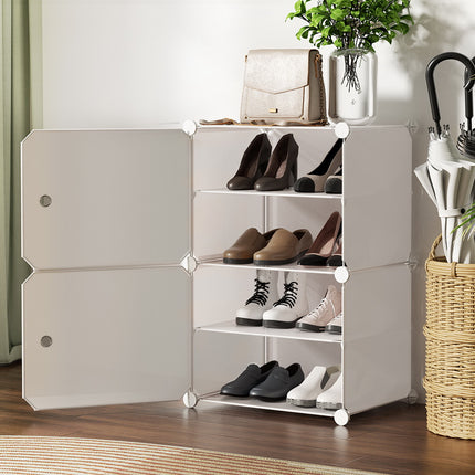 Artiss Shoe Rack DIY Set of 2 Storage Cube Stackable White.