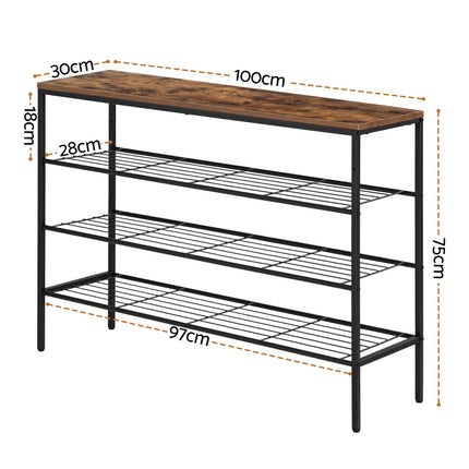 Artiss Shoe Rack 4 tier Storage Organiser Walnut.
