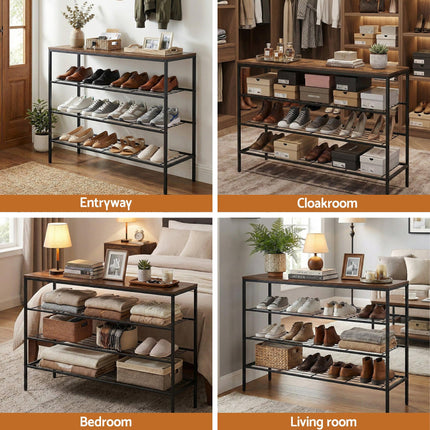 Artiss Shoe Rack 4 tier Storage Organiser Walnut.