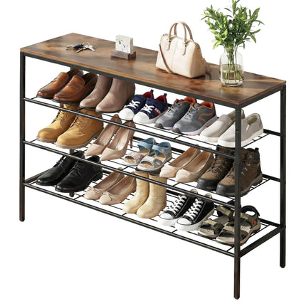 Artiss Shoe Rack 4 tier Storage Organiser Walnut.