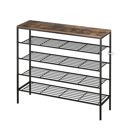 Artiss Shoe Rack 5-tier 25 Pairs Walnut Bob.