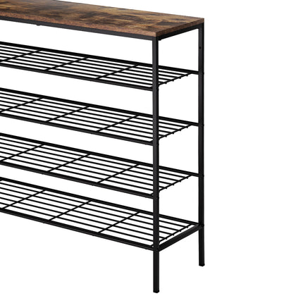 Artiss Shoe Rack 5-tier 25 Pairs Walnut Bob.