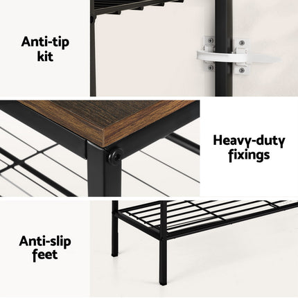 Artiss Shoe Rack 5-tier 25 Pairs Walnut Bob.