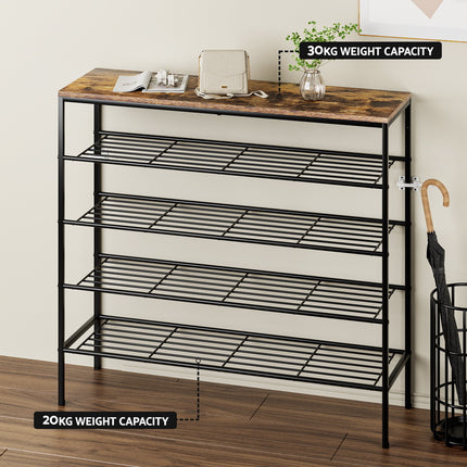 Artiss Shoe Rack 5-tier 25 Pairs Walnut Bob.