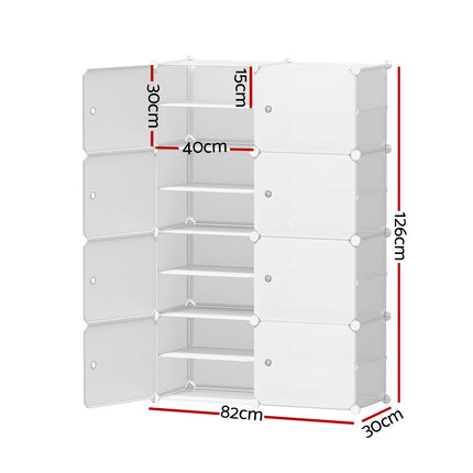 Artiss Shoe Box DIY Set of 8 Storage Cube Stackable White.