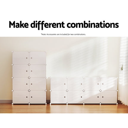 Artiss Shoe Box DIY Set of 8 Storage Cube Stackable White.