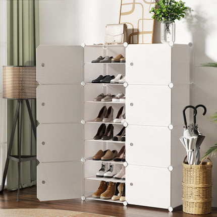 Artiss Shoe Box DIY Set of 8 Storage Cube Stackable White.