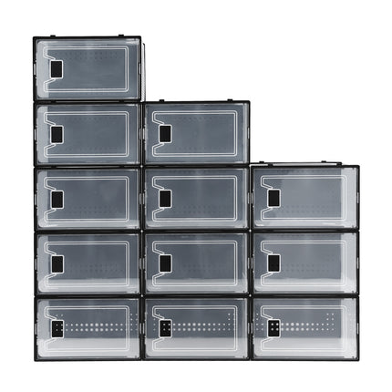 Artiss Shoe Storage Box DIY Set of 12 Stackable Black.