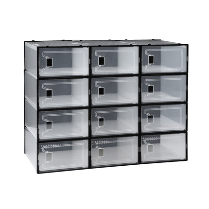 Artiss Shoe Storage Box DIY Set of 12 Stackable Black.