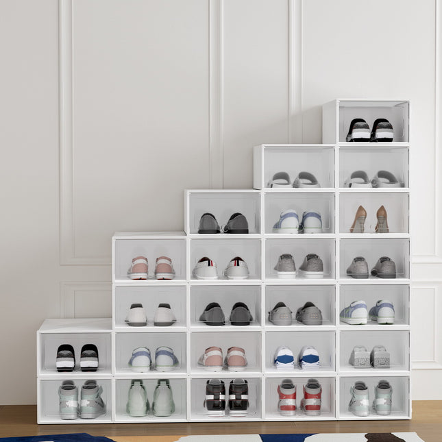 Artiss Shoe Box Rack DIY Set of 24 Stackable White Abel.