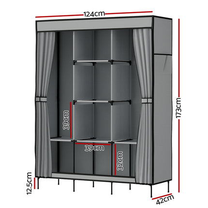 Artiss Large Portable Clothes Closet Wardrobe with Shelf Grey.