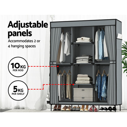 Artiss Large Portable Clothes Closet Wardrobe with Shelf Grey.
