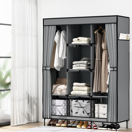 Artiss Large Portable Clothes Closet Wardrobe with Shelf Grey.