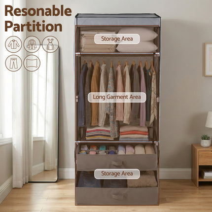 Artiss Large Portable Clothes Closet Wardrobe with Magnetic Door Grey.