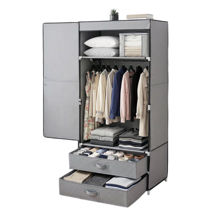 Artiss Large Portable Clothes Closet Wardrobe with Magnetic Door Grey.