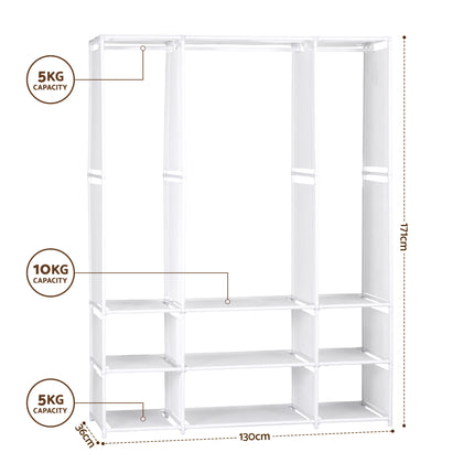 Artiss Large Portable Clothes Closet Wardrobe with Open Shelf White.