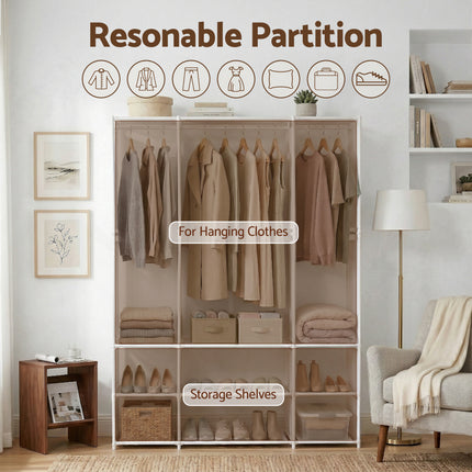 Artiss Large Portable Clothes Closet Wardrobe with Open Shelf White.