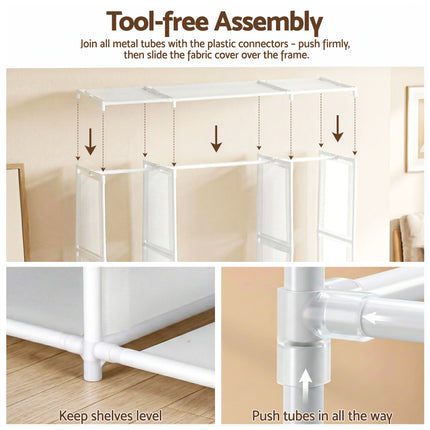 Artiss Large Portable Clothes Closet Wardrobe with Open Shelf White.