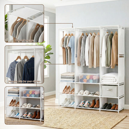 Artiss Large Portable Clothes Closet Wardrobe with Open Shelf White.