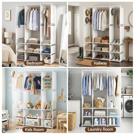 Artiss Large Portable Clothes Closet Wardrobe with Open Shelf White.