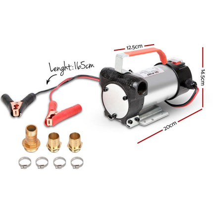 Giantz 12V Diesel Transfer Pump Extractor Oil Fuel Electric Bowser Auto Display.