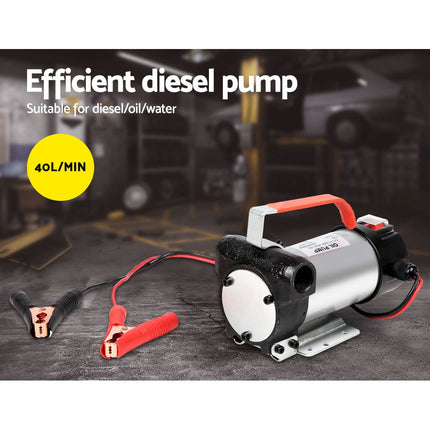 Giantz 12V Diesel Transfer Pump Extractor Oil Fuel Electric Bowser Auto Display.