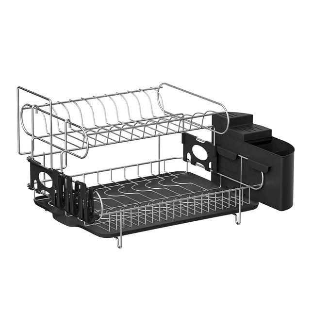 Cefito Dish Rack Drying Drainer Cup Holder Cutlery Tray Kitchen Organiser 2-Tier.