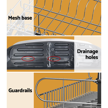 Cefito Dish Rack Drying Drainer Cup Holder Cutlery Tray Kitchen Organiser 2-Tier.