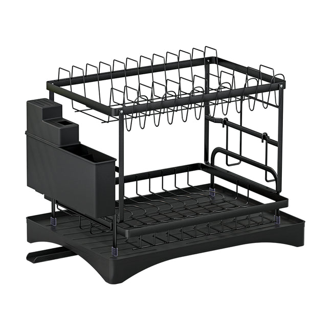 Cefito Dish Rack Expandable Drying Drainer Cutlery Holder Tray Kitchen 2 Tiers.