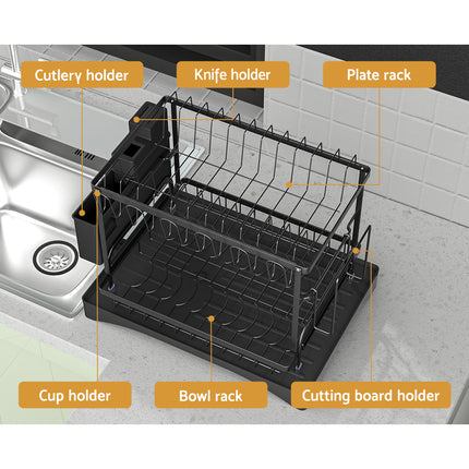Cefito Dish Rack Expandable Drying Drainer Cutlery Holder Tray Kitchen 2 Tiers.