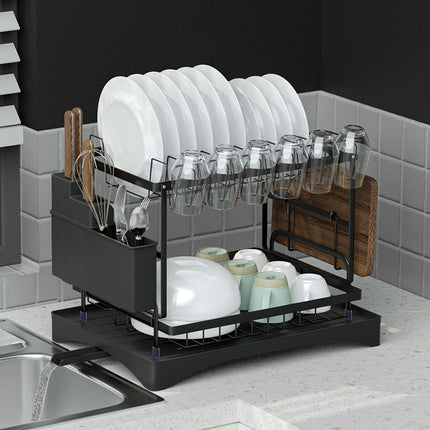 Cefito Dish Rack Expandable Drying Drainer Cutlery Holder Tray Kitchen 2 Tiers.