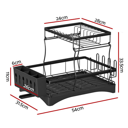 Cefito Dish Rack Expandable Drying Drainer Cutlery Holder Tray Kitchen 2 Tiers.