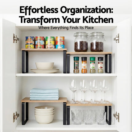 Cefito Kitchen Storage Shelves Rack Cupboard Cabinet Organiser Set of 2.