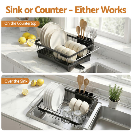 Cefito Dish Drying Rack for Kitchen Storage Organisation Kitchen Sink Organiser Dish Drainer.