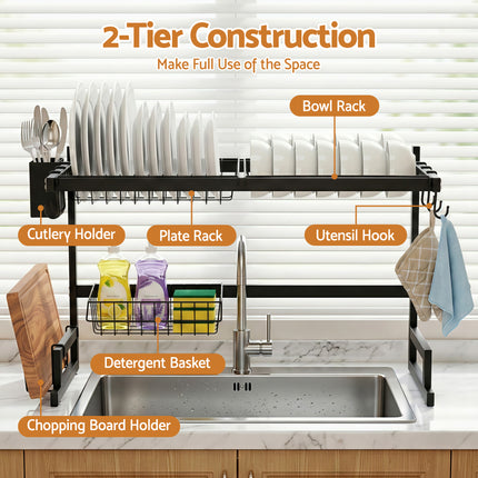 Cefito Dish Drying Rack for Kitchen Storage Organisation Kitchen Sink Organiser Dish Drainer.