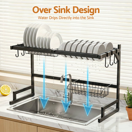 Cefito Dish Drying Rack for Kitchen Storage Organisation Kitchen Sink Organiser Dish Drainer.