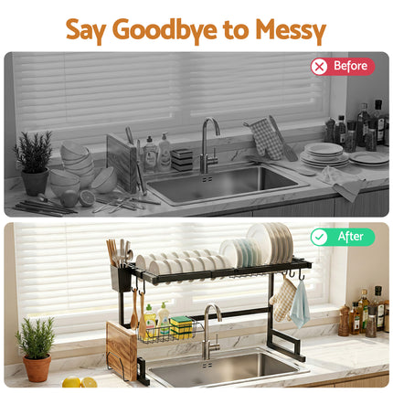 Cefito Dish Drying Rack for Kitchen Storage Organisation Kitchen Sink Organiser Dish Drainer.